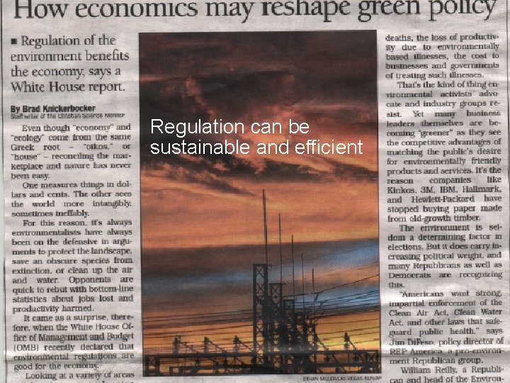 Regulation can be sustainable and efficient 