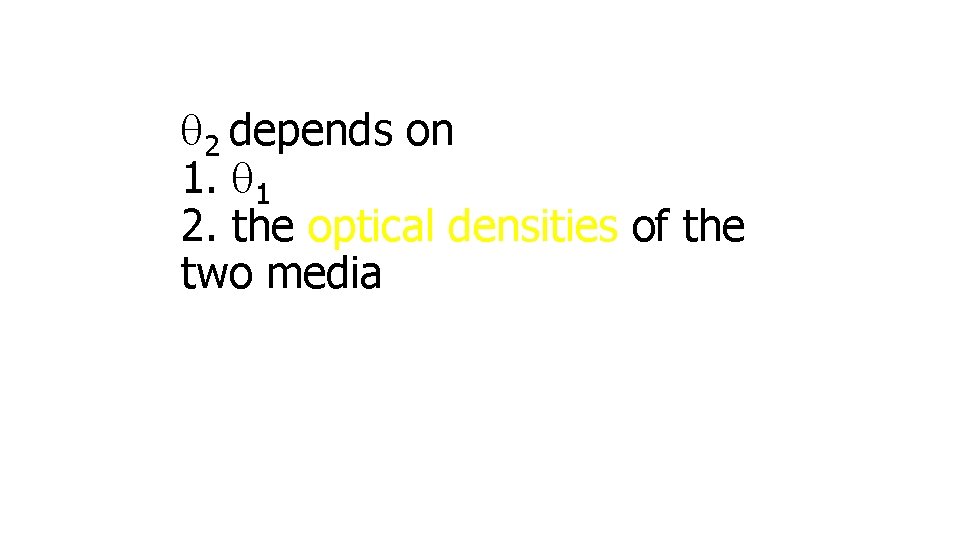  2 depends on 1. 1 2. the optical densities of the two media