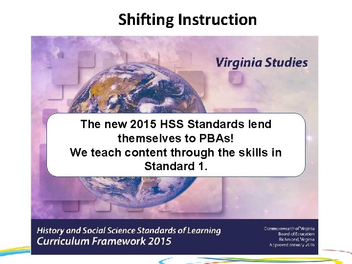 Shifting Instruction The new 2015 HSS Standards lend themselves to PBAs! We teach content