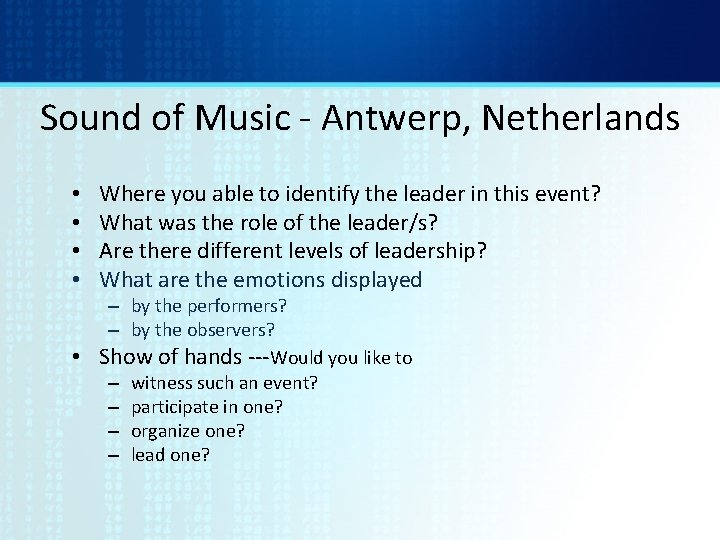 Sound of Music - Antwerp, Netherlands • • Where you able to identify the