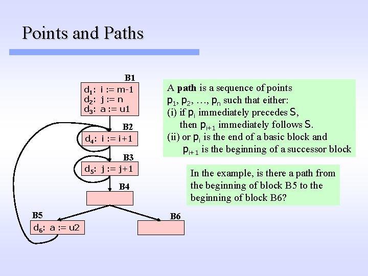 Points and Paths B 1 d 1: i : = m-1 d 2: j Points and Paths B 1 d 1: i : = m-1 d 2: j