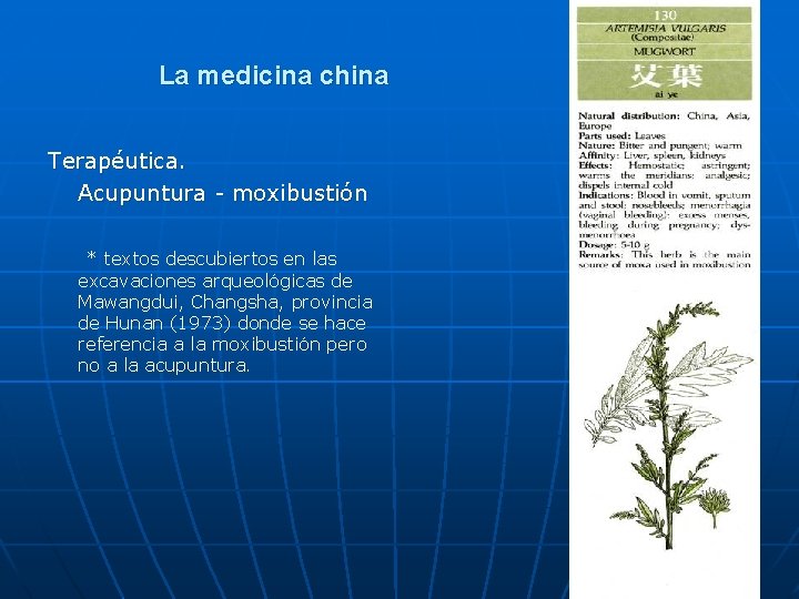 La medicina china Terapéutica. Acupuntura - moxibustión * textos descubiertos en las excavaciones arqueológicas