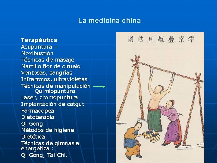 La medicina china Terapéutica Acupuntura – Moxibustión Técnicas de masaje Martillo flor de ciruelo