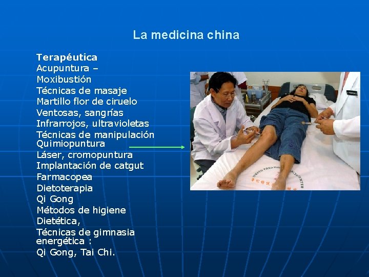 La medicina china Terapéutica Acupuntura – Moxibustión Técnicas de masaje Martillo flor de ciruelo