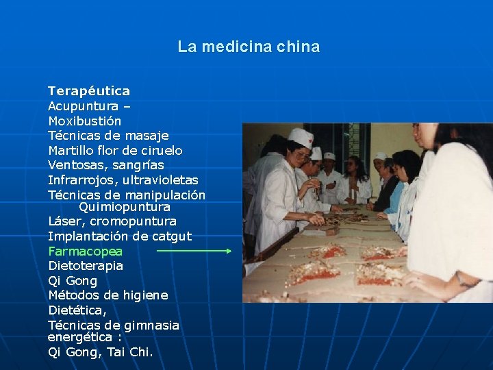 La medicina china Terapéutica Acupuntura – Moxibustión Técnicas de masaje Martillo flor de ciruelo