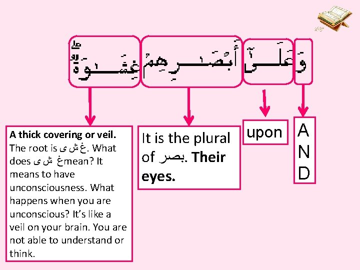 A thick covering or veil. The root is ﻍ ﺵ ﻯ. What does ﻍ