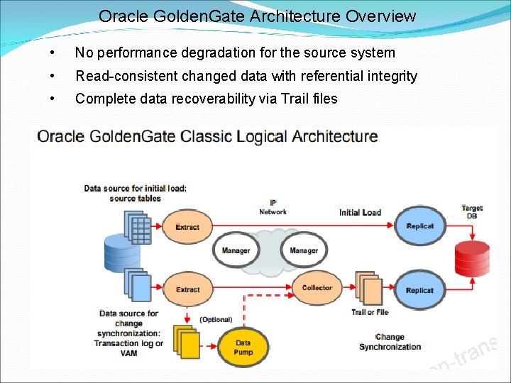 Oracle Golden. Gate Architecture Overview • No performance degradation for the source system •