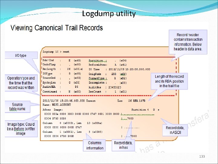 Logdump utility 133 