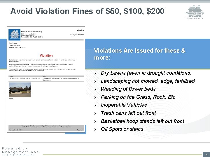 Avoid Violation Fines of $50, $100, $200 Violations Are Issued for these & more: