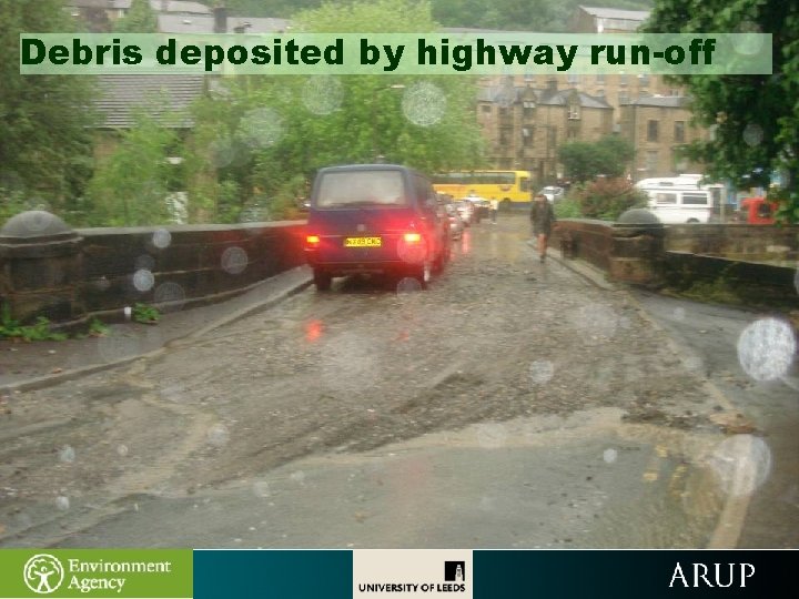 Debris deposited by highway run-off 