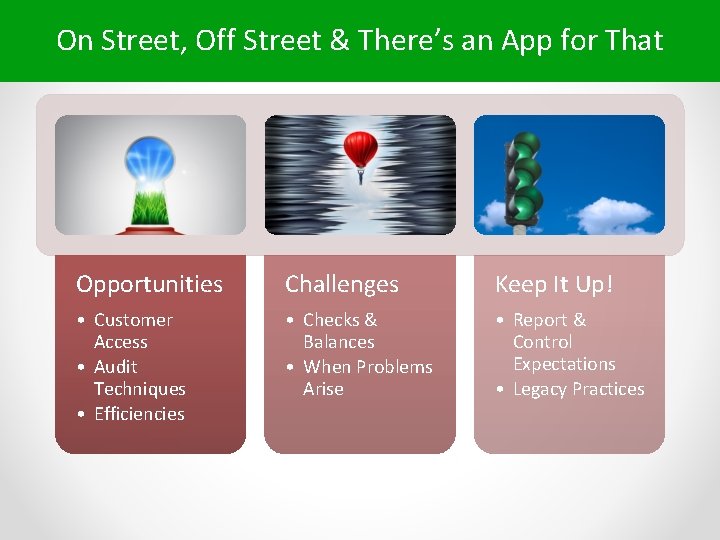 On Street, Off Street & There’s an App for That Opportunities Challenges Keep It