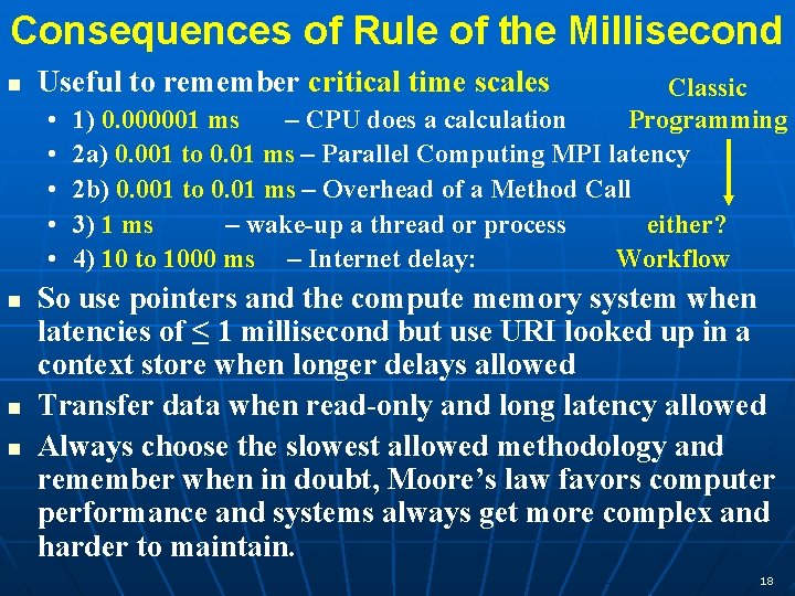 Consequences of Rule of the Millisecond n Useful to remember critical time scales •
