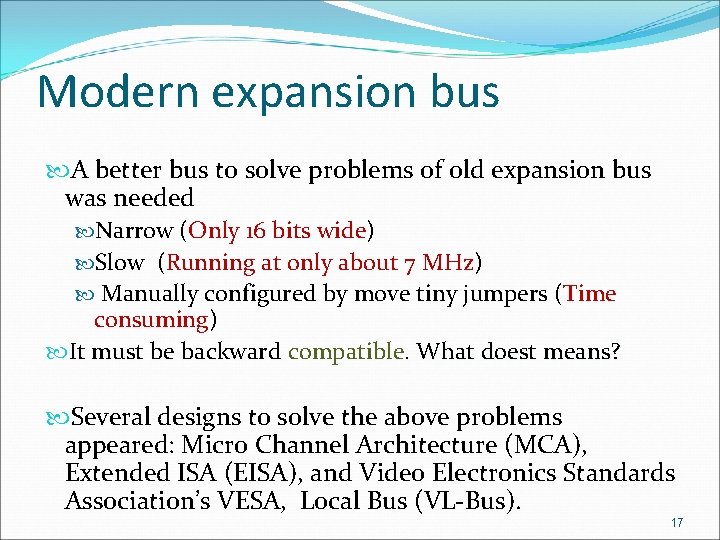 Modern expansion bus A better bus to solve problems of old expansion bus was