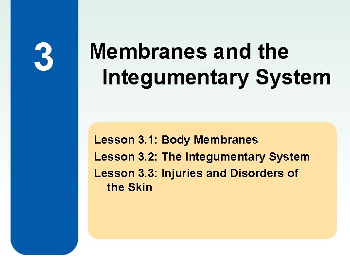 3 Membranes and the Integumentary System Lesson 3. 1: Body Membranes Lesson 3. 2: