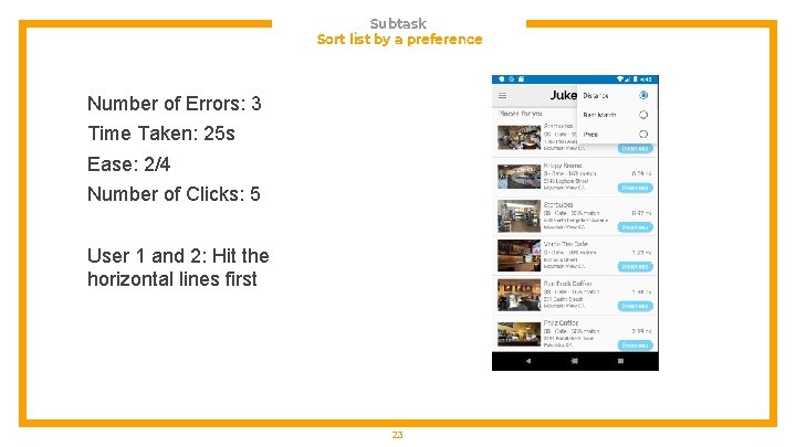 Subtask Sort list by a preference Number of Errors: 3 Time Taken: 25 s