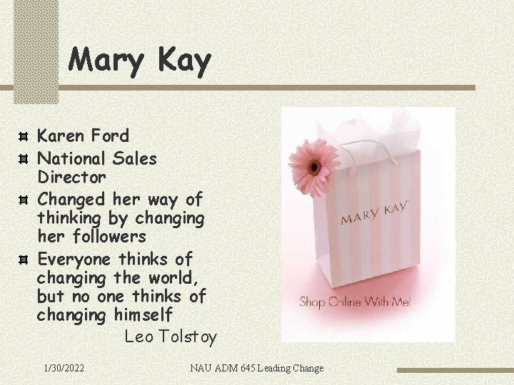 Mary Karen Ford National Sales Director Changed her way of thinking by changing her