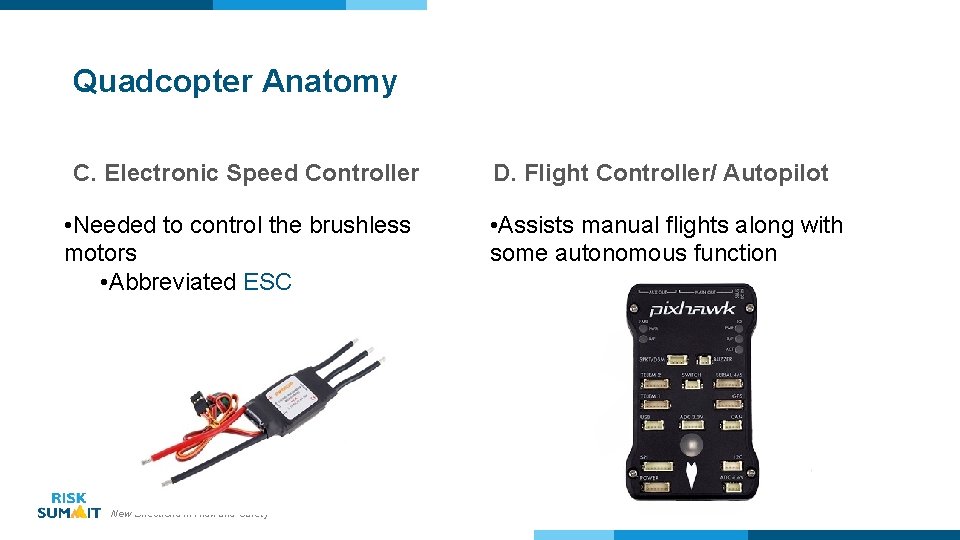 Quadcopter Anatomy C. Electronic Speed Controller • Needed to control the brushless motors •