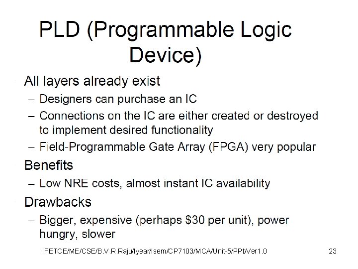 IFETCE/ME/CSE/B. V. R. Raju/Iyear/Isem/CP 7103/MCA/Unit-5/PPt/Ver 1. 0 23 