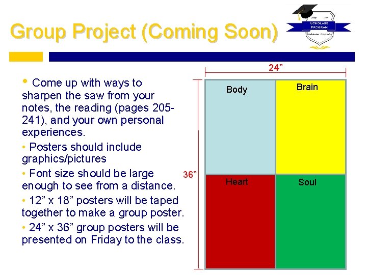 Group Project (Coming Soon) • Come up with ways to sharpen the saw from
