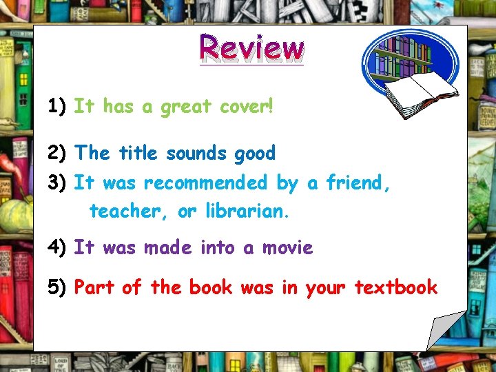 Review 1) It has a great cover! 2) The title sounds good 3) It