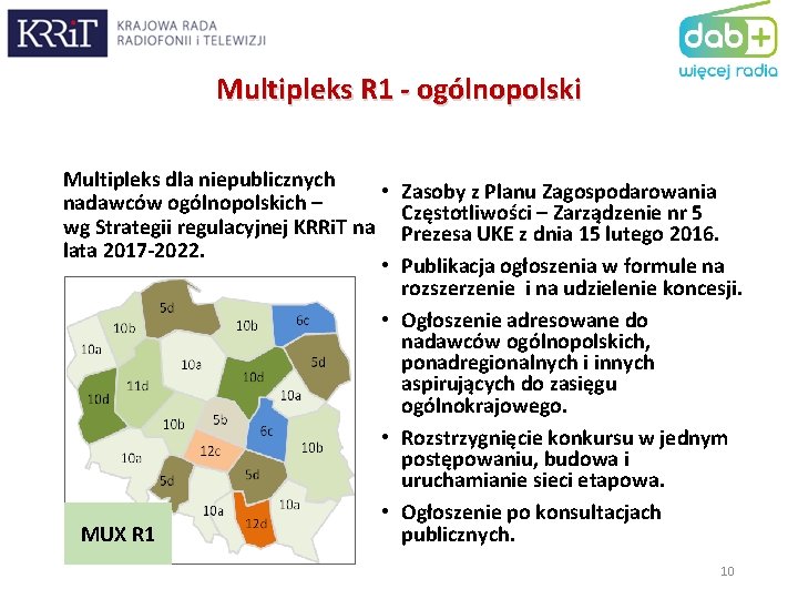 Multipleks R 1 - ogólnopolski Multipleks dla niepublicznych • nadawców ogólnopolskich – wg Strategii