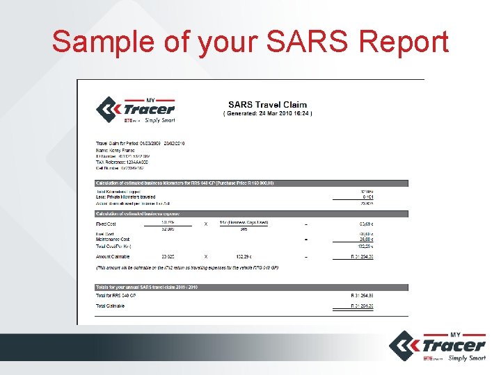 Sample of your SARS Report 