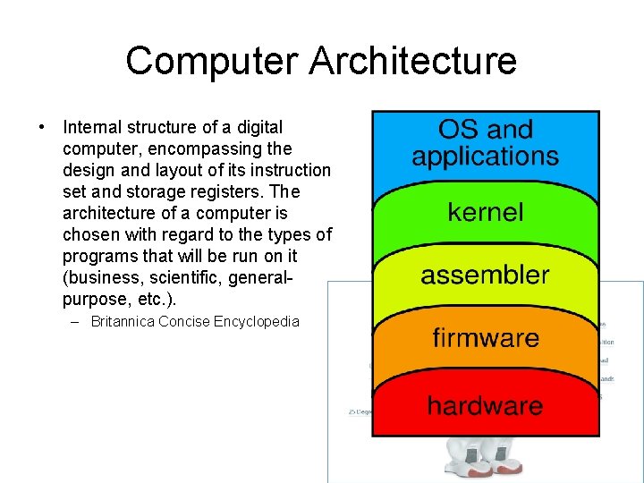 Computer Architecture • Internal structure of a digital computer, encompassing the design and layout Computer Architecture • Internal structure of a digital computer, encompassing the design and layout