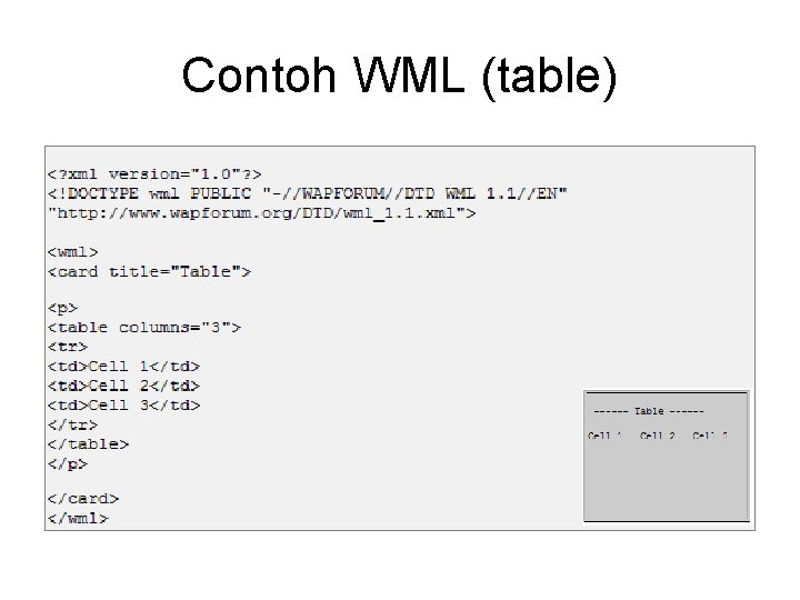 Contoh WML (table) 