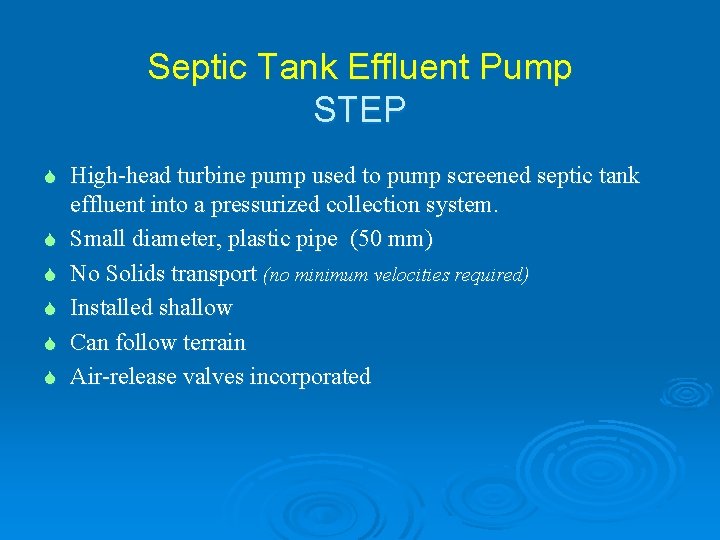 Septic Tank Effluent Pump STEP S S S High-head turbine pump used to pump