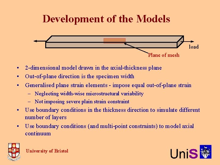 Development of the Models load Plane of mesh • 2 -dimensional model drawn in