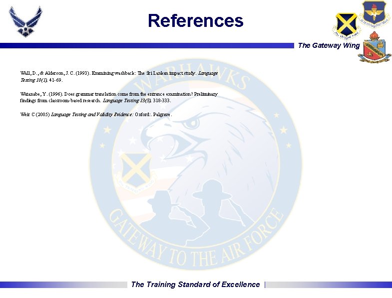 References The Gateway Wing Wall, D. , & Alderson, J. C. (1993). Examining washback: