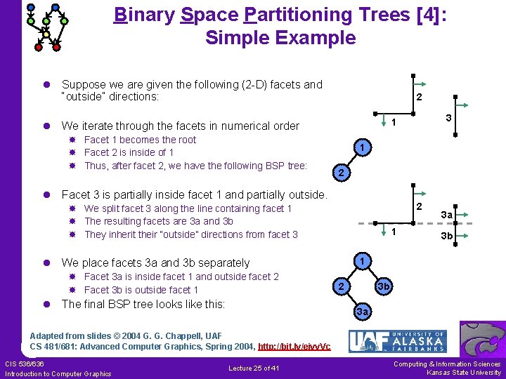Binary Space Partitioning Trees [4]: Simple Example l Suppose we are given the following