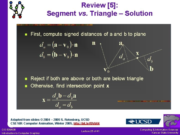 Review [5]: Segment vs. Triangle – Solution Adapted from slides © 2004 – 2005