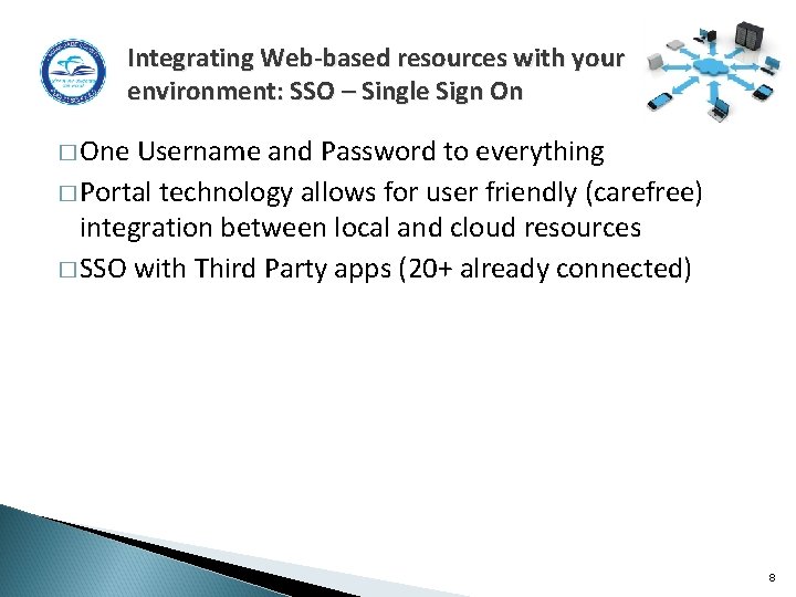 Integrating Web-based resources with your environment: SSO – Single Sign On � One Username