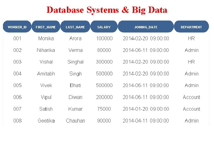 Database Systems & Big Data 