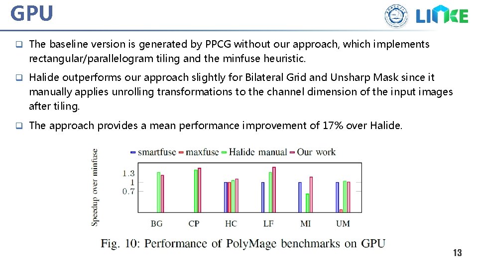 GPU q The baseline version is generated by PPCG without our approach, which implements GPU q The baseline version is generated by PPCG without our approach, which implements