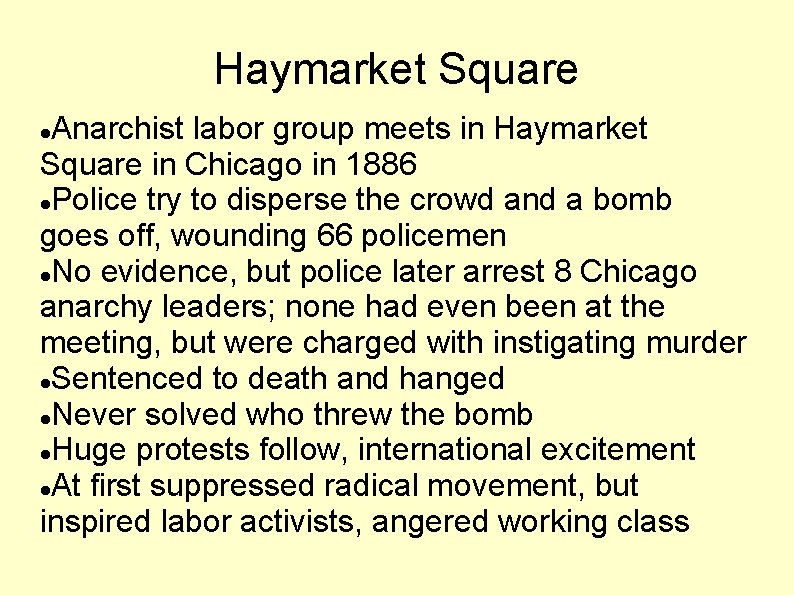 Haymarket Square Anarchist labor group meets in Haymarket Square in Chicago in 1886 Police