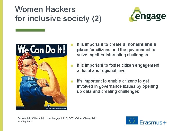 Women Hackers for inclusive society (2) ■ It is important to create a moment