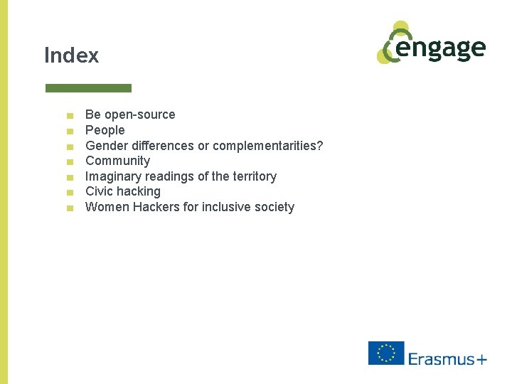 Index ■ ■ ■ ■ Be open-source People Gender differences or complementarities? Community Imaginary