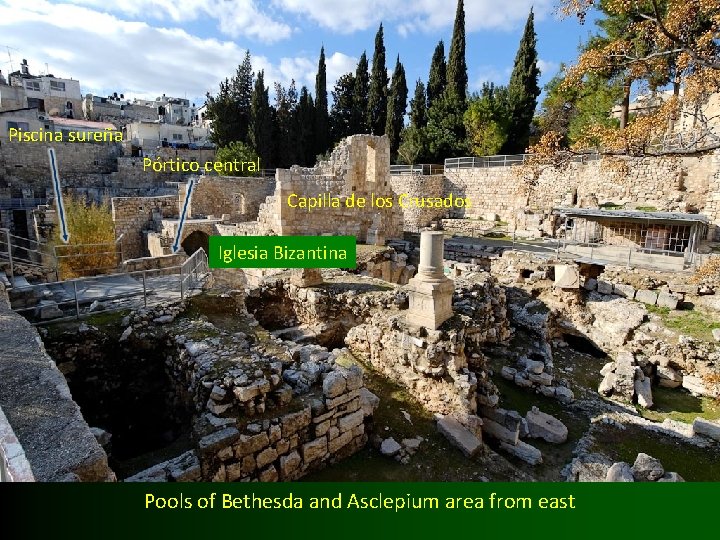 Piscina sureña Pórtico central Capilla de los Crusados Iglesia Bizantina Pools of Bethesda and