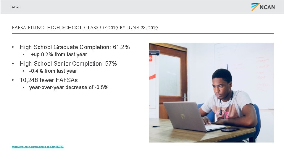 NCAN. org FAFSA FILING: HIGH SCHOOL CLASS OF 2019 BY JUNE 28, 2019 •