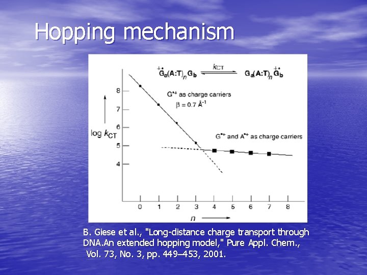 Hopping mechanism B. Giese et al. , "Long-distance charge transport through DNA. An extended