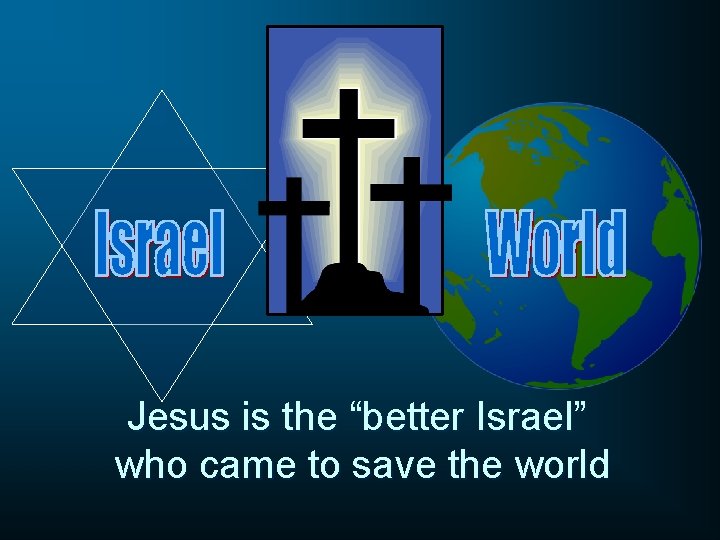 Jesus is the “better Israel” who came to save the world 