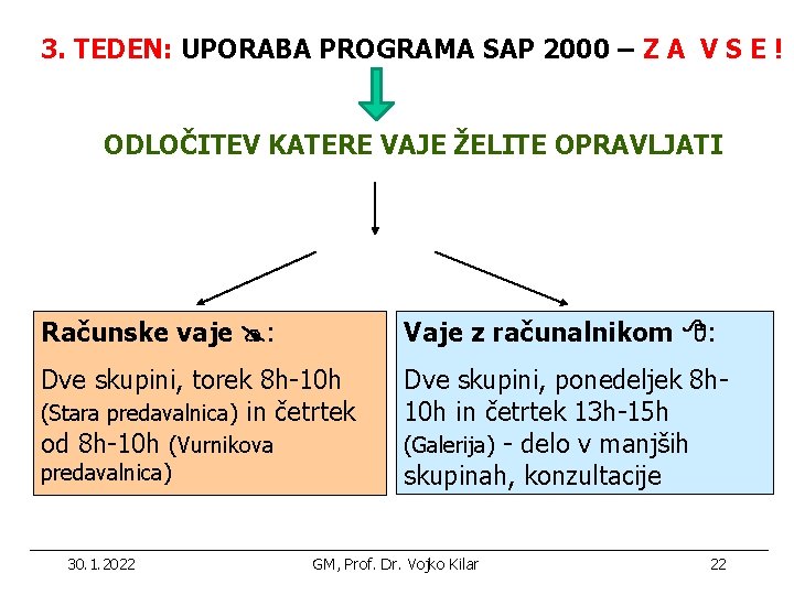 3. TEDEN: UPORABA PROGRAMA SAP 2000 – Z A V S E ! ODLOČITEV