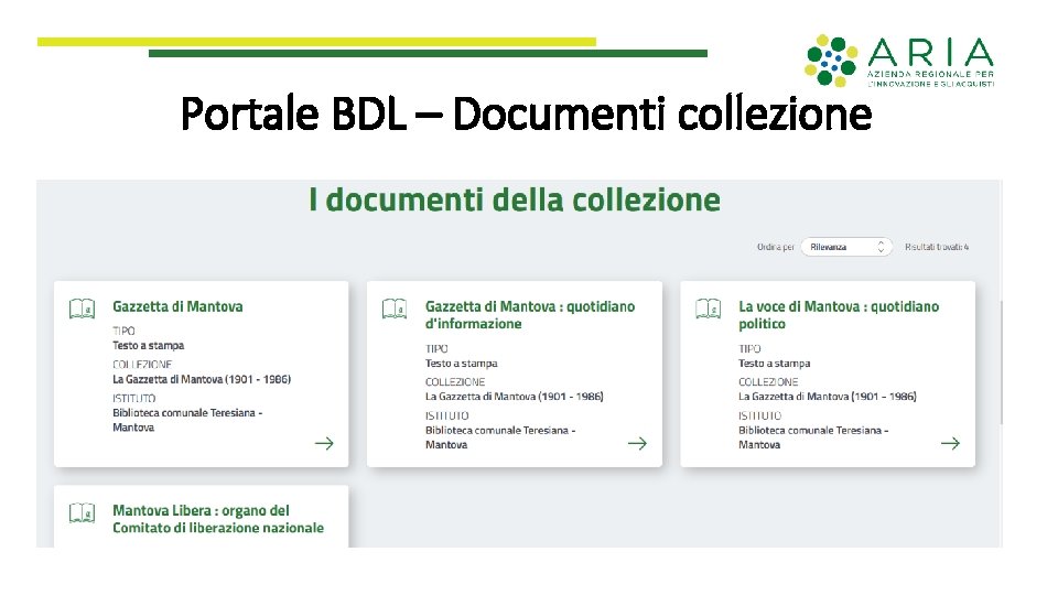 Portale BDL – Documenti collezione 