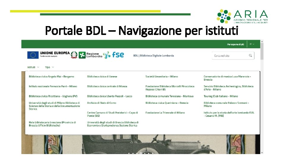 Portale BDL – Navigazione per istituti 