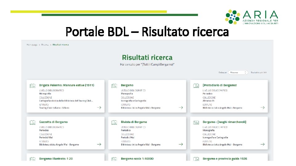 Portale BDL – Risultato ricerca 