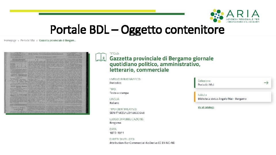 Portale BDL – Oggetto contenitore 