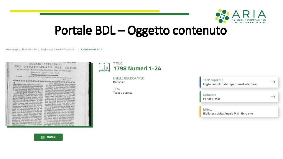 Portale BDL – Oggetto contenuto 