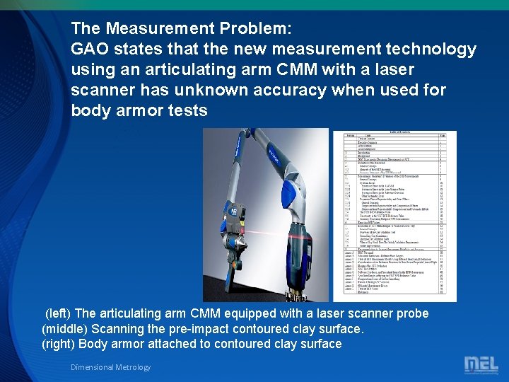 The Measurement Problem: GAO states that the new measurement technology using an articulating arm